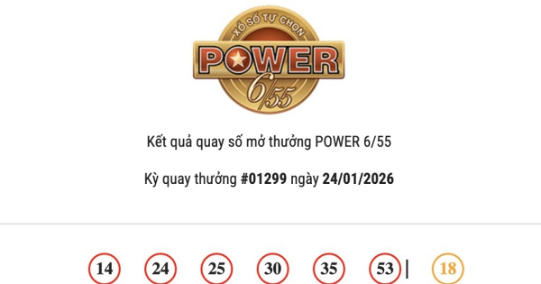 Kết quả Vietlott Power 6/55 ngày 24/01/2026 cả hai giải Jackpot đều không có chủ nhân trúng thưởng
