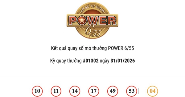 Kết quả Vietlott Power 6/55 ngày 31/01/2026: Jackpot 2 hơn 20 tỷ đồng đã có chủ