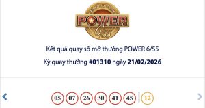 Kết quả Vietlott Power 6/55 ngày 21/02/2026: Jackpot 1 hơn 72,4 tỷ đồng chưa có người trúng