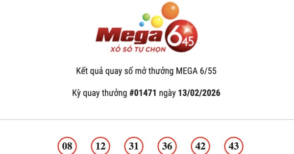Kết quả Vietlott Mega 6/45 ngày 13/02/2026 Jackpot gần 21 tỷ đồng vô chủ