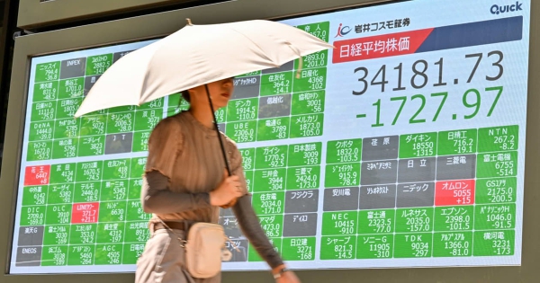 Thị trường chứng khoán châu Á 'đỏ lửa'