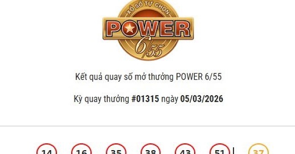 Kết quả Vietlott Power 6/55 ngày 05/03/2026 Jackpot 1 hơn 114,6 tỷ đồng đã tìm thấy chủ nhân may mắn