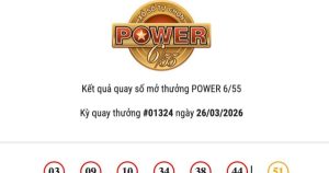 Kết quả Vietlott Power 6/55 ngày 26/03/2026 cả hai giải Jackpot đều không có chủ nhân trúng thưởng