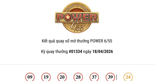 Kết quả Vietlott Power 6/55 ngày 18/04/2026: Cả hai giải Jackpot đều không có chủ nhân trúng thưởng