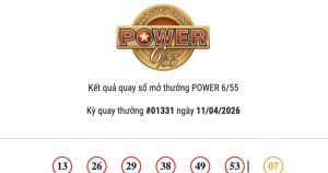 Kết quả Vietlott Power 6/55 ngày 11/04/2026 cả hai jackpot tiếp tục vô chủ
