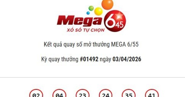 Kết quả Vietlott Mega 6/45 ngày 03/04/2026 Jackpot hơn 60,5 tỷ đồng vô chủ