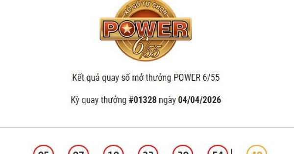 Kết quả Vietlott Power 6/55 ngày 04/04/2026 Cả hai giải Jackpot đều không có chủ nhân trúng thưởng
