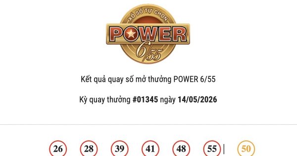 Kết quả Vietlott Power 6/55 ngày 14/05/2026: Cả hai giải Jackpot đều không có chủ nhân trúng thưởng