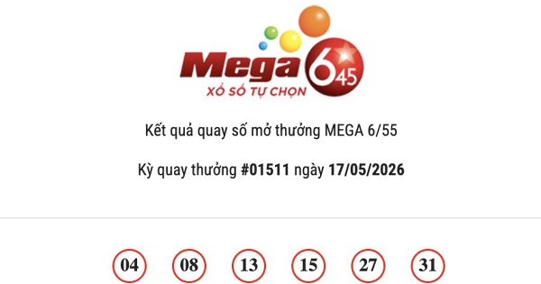 Kết quả Vietlott Mega 6/45 ngày 17/05/2026: Jackpot hơn 29,8 tỷ đồng vô chủ