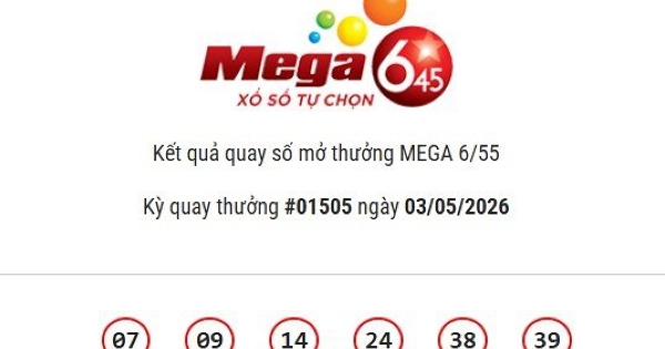 Kết quả Vietlott Mega 6/45 ngày 03/05/2026 Jackpot hơn 18,4 tỷ đồng vô chủ