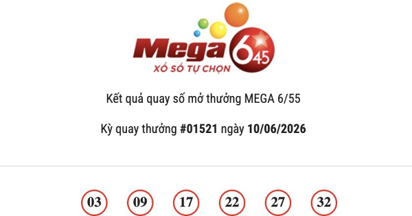 Kết quả Vietlott Mega 6/45 ngày 10/06/2026: Jackpot hơn 23,9 tỷ đồng đã tìm thấy chủ sở hữu