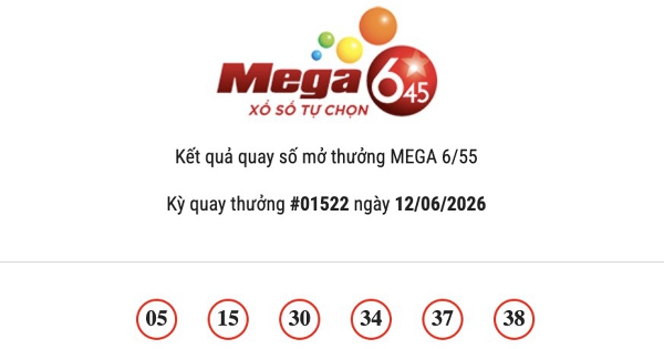 Kết quả Vietlott Mega 6/45 ngày 12/06/2026: Jackpot hơn 13,3 tỷ đồng chưa tìm thấy chủ nhân