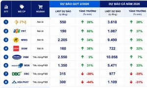 Dự báo lợi nhuận quý 2 2026 của nhóm doanh nghiệp bán lẻ tiêu dùng