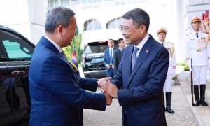 Thủ tướng Lê Minh Hưng chủ trì lễ đón chính thức Thủ tướng Campuchia