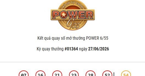 Kết quả Vietlott Power 6/55 ngày 27/06/2026 Cả hai giải Jackpot đều không có chủ nhân trúng thưởng