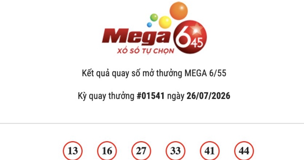 Kết quả Vietlott Mega 6/45 ngày 26/07/2026: Gần 23,3 tỷ đồng vẫn chờ chủ nhân may mắn