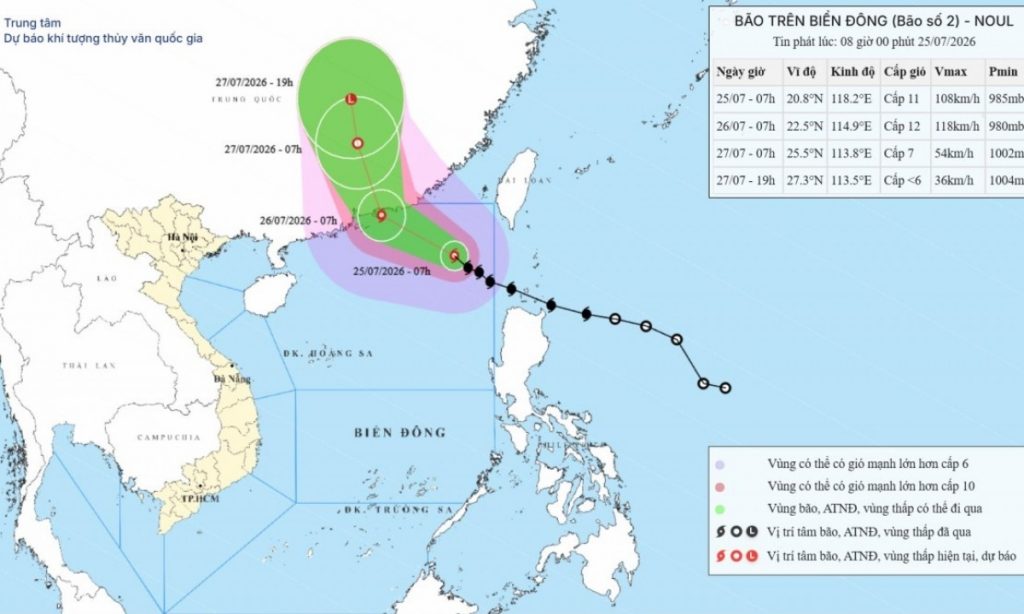 Bão Noul đi vào Biển Đông trở thành cơn bão số 2