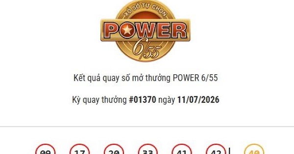 Kết quả Vietlott Power 6/55 ngày 11/07/2026 Jackpot 1 và jackpot 2 đã tìm thấy chủ nhân đạt giải