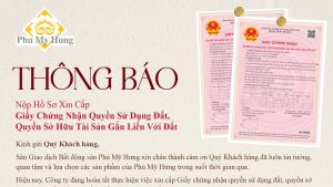 Thông báo về việc nộp hồ sơ xin cấp Giấy chứng nhận quyền sử dụng đất, quyền sở hữu tài sản gắn liền với đất