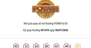 Kết quả Vietlott Power 6/55 ngày 30/07/2026 cả hai giải Jackpot đều không có chủ nhân trúng thưởng