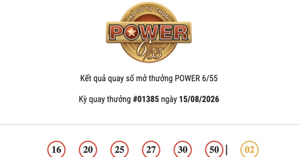 Kết quả Vietlott Power 6/55 ngày 15/08/2026 cả hai giải Jackpot đều không có chủ nhân trúng thưởng