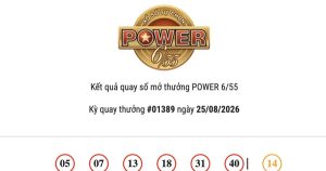 Kết quả Vietlott Power 6/55 hôm nay 25/08/2026 cả hai giải Jackpot đều không có chủ nhân trúng thưởng