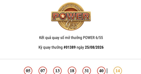 Kết quả Vietlott Power 6/55 hôm nay 25/08/2026 cả hai giải Jackpot đều không có chủ nhân trúng thưởng
