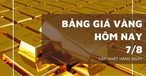 Bảng giá vàng hôm nay 7/8 vàng SJC, vàng nhẫn quay đầu giảm mạnh 1,7 triệu đồng/lượng