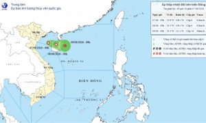 Xuất hiện áp thấp nhiệt đới trên khu vực Vịnh Bắc Bộ