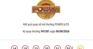 Kết quả Vietlott Power 6/55 ngày 06/08/2026 Jackpot 2 hơn 3,3 tỷ đồng đã có chủ