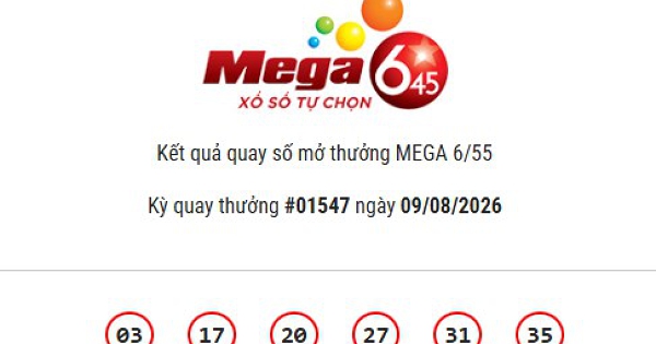 Kết quả Vietlott Mega 6/45 ngày 09/08/2026 Jackpot hơn 16,4 tỷ đồng vô chủ