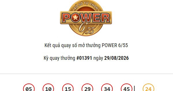 Kết quả Vietlott Power 6/55 ngày 29/08/2026 Jackpot 2 hơn 3,2 tỷ đồng đã có chủ