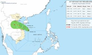Áp thấp nhiệt đới giật cấp 8 hướng vào vùng biển miền Trung